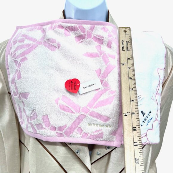 New tag 2 Towels Givenchy & Lanvin Collection 11" Pink white Heart Embroid (30) - Picture 7 of 9